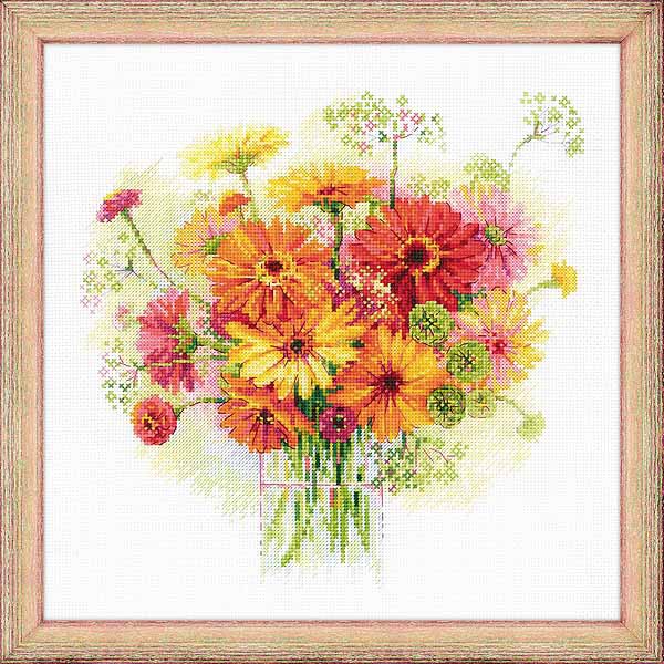 Watercolour Gerberas Cross Stitch Kit By RIOLIS