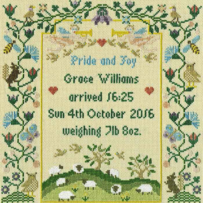 Pride and Joy Birth Sampler Cross Stitch Kit By Bothy Threads