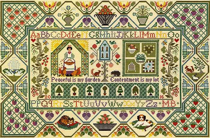 Peaceful Garden Sampler Cross Stitch Kit By Bothy Threads