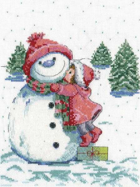 Snowman with Red Scarf Cross Stitch Kit by Design Works