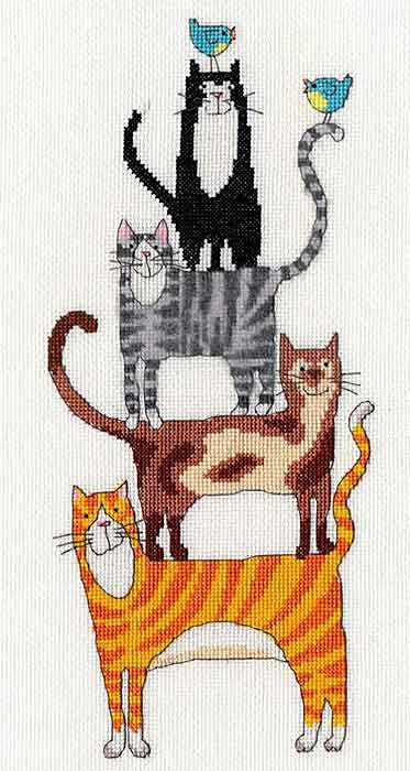 Cat Stack Cross Stitch Kit By Bothy Threads