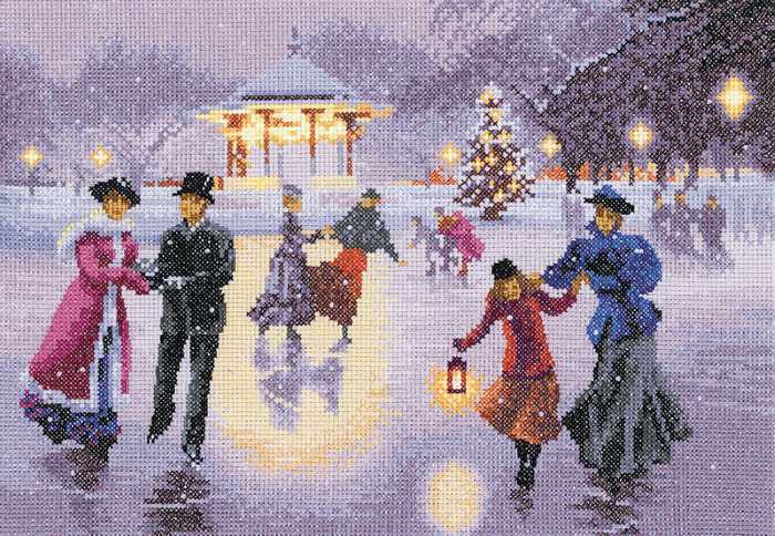 Christmas Skaters Cross Stitch Kit by Heritage Crafts