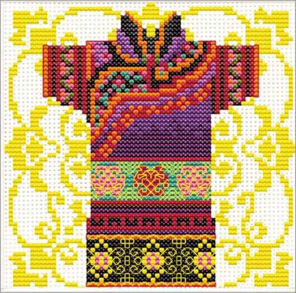 Mauve Samurai Printed Cross Stitch Kit by Needleart World