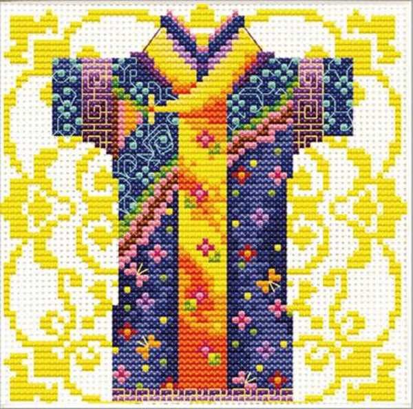 Blue Samurai Printed Cross Stitch Kit by Needleart World