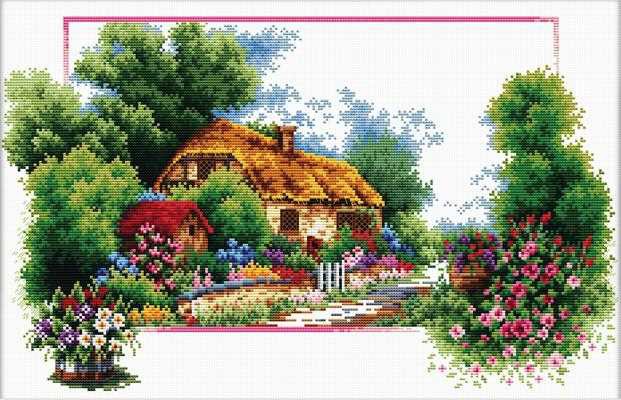 English Cottage Lane Printed Cross Stitch Kit by Needleart World