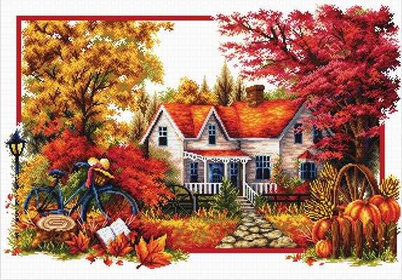 Autumn Comes Printed Cross Stitch Kit by Needleart World