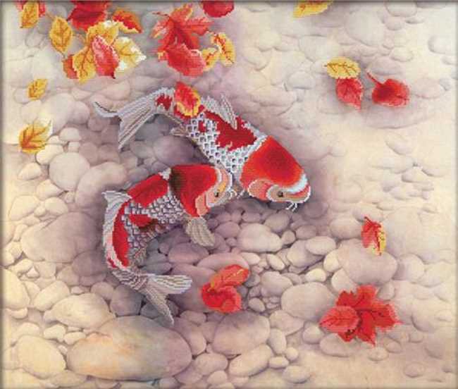 Koi Carp Printed Cross Stitch Kit by Needleart World