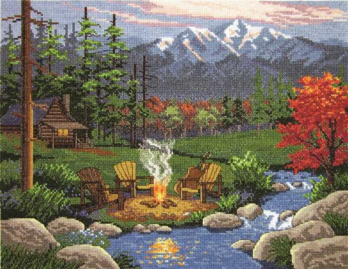 Camp Fire Cross Stitch Kit by Janlynn