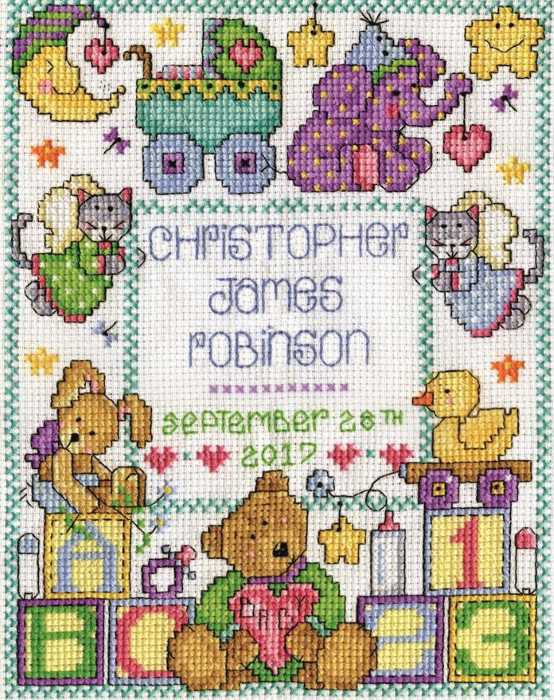 ABC Baby Birth Sampler Cross Stitch Kit by Design Works