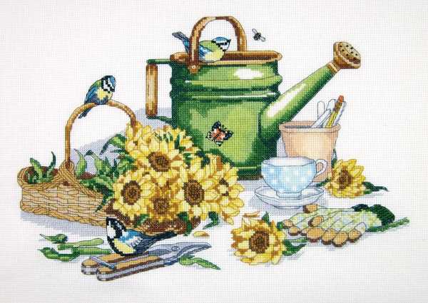 Watering Can Cross Stitch Kit by Janlynn