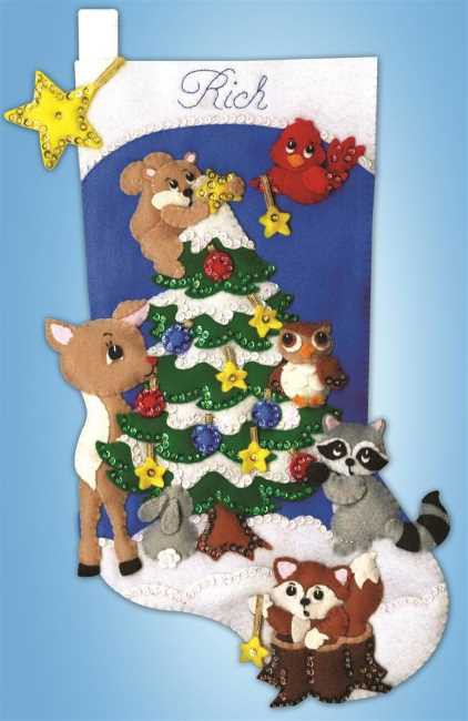 Woodland Friends Christmas Stocking Felt Applique Kit by Design Works