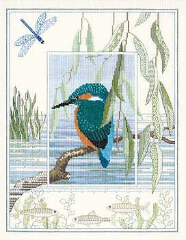 Kingfisher Cross Stitch Kit by Derwentwater Designs