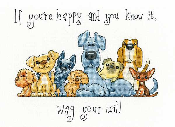 Wag Your Tail Cross Stitch Kit by Heritage Crafts