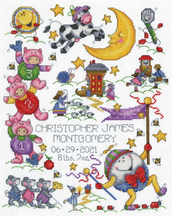 Nursery Rhymes Birth Sampler Cross Stitch Kit By Design Works