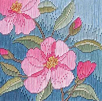 Camelias Long Stitch Kit by Derwentwater Designs