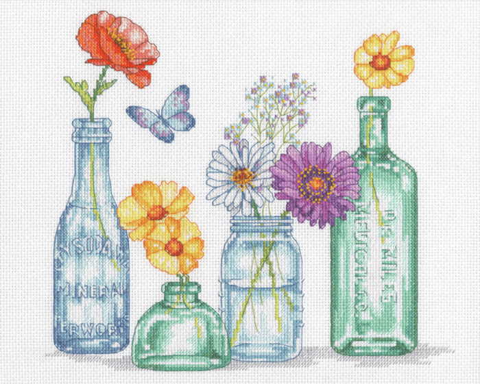 Wildflower Jars Cross Stitch Kit by Dimensions