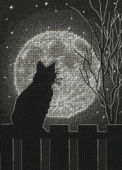 Black Moon Cat Cross Stitch Kit by Dimensions