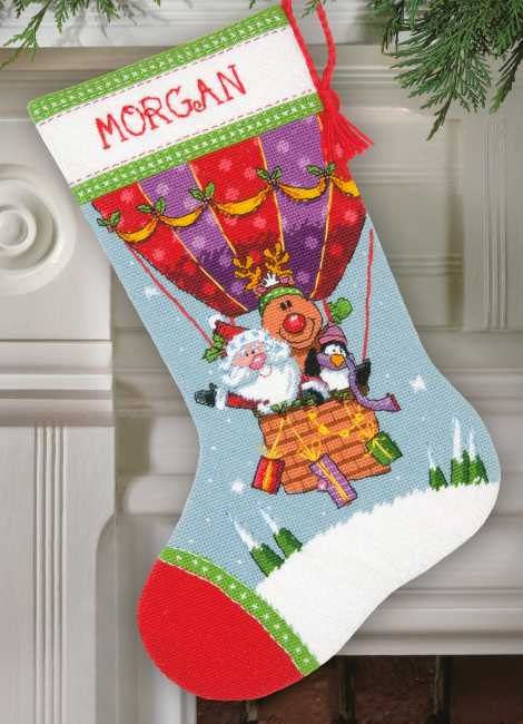 Santas Balloon Ride Christmas Stocking Tapestry Kit by Dimensions