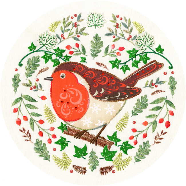 Folk Robin Embroidery Kit By Bothy Threads