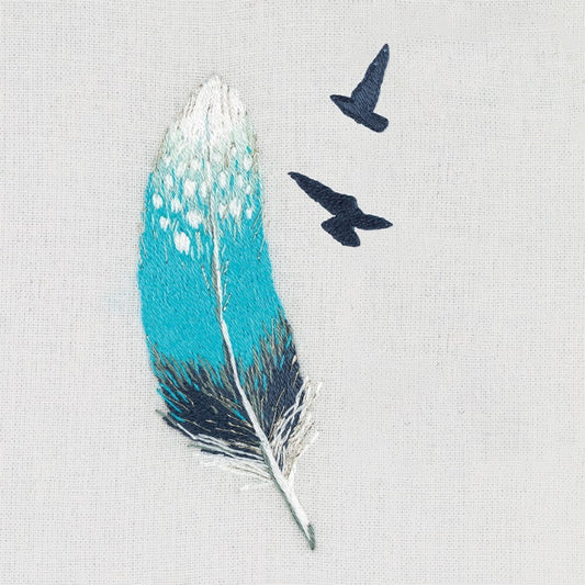 Blue Feather Embroidery Kit by PANNA