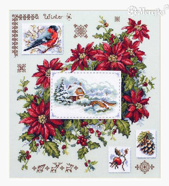 Winter Sampler Cross Stitch Kit by Merejka