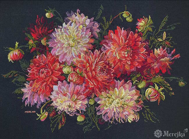 Dahlias Cross Stitch Kit by Merejka