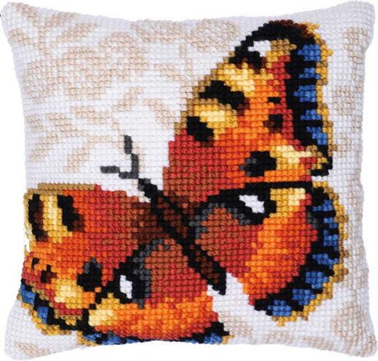 Umber Butterfly Printed Cross Stitch Cushion Kit by Needleart World