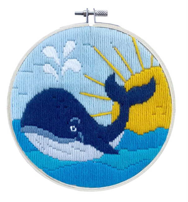 Whale Stamped Embroidery Kit for Beginners