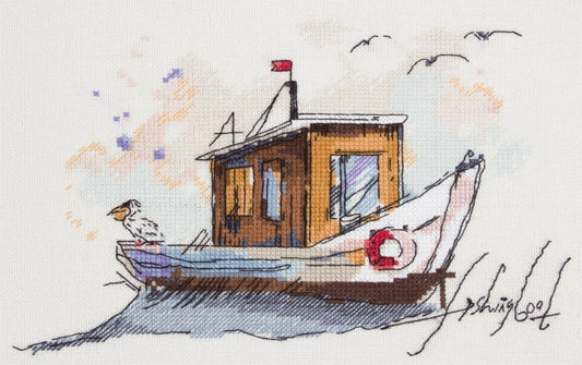 Fishing Boat Cross Stitch Kit by PANNA