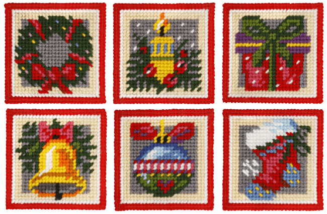 Christmas Motif Coasters Counted Tapestry Kit by Orchidea