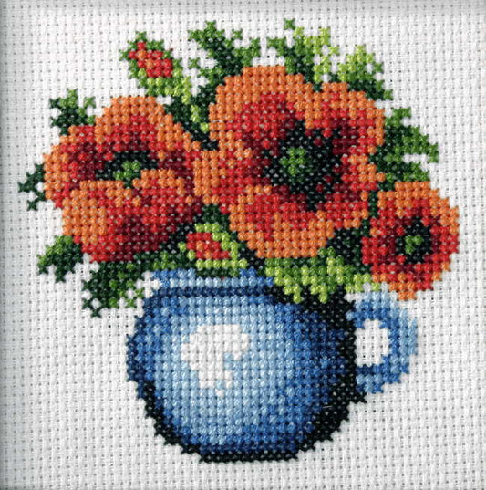Poppies Printed Cross Stitch Kit by Orchidea