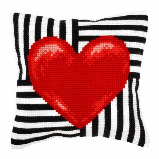 Red Heart Printed Cross Stitch Cushion Kit by Orchidea