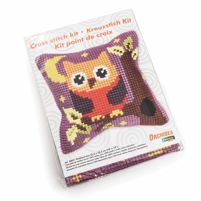 Owl Printed Cross Stitch Cushion Kit by Orchidea