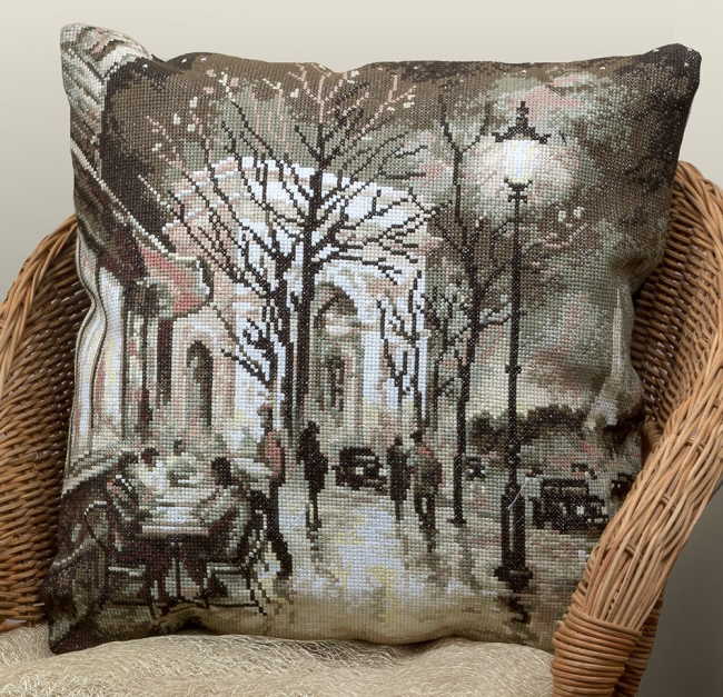 Nocturnal Lights of Paris Pillow Cross Stitch Kit by PANNA