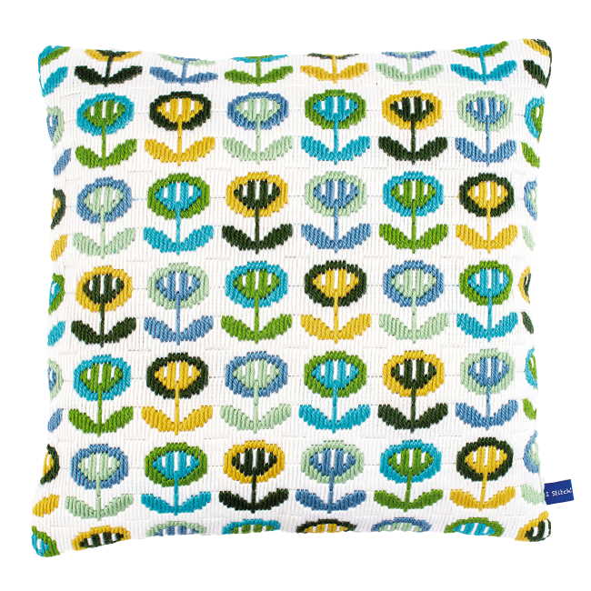 Flowers Long Stitch Cushion Kit By Vervaco