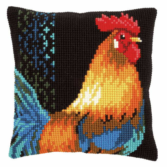 Rooster Printed Cross Stitch Cushion Kit by Vervaco