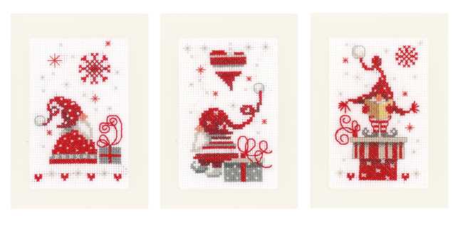 Christmas Gnomes Cross Stitch Christmas Card Kit By Vervaco