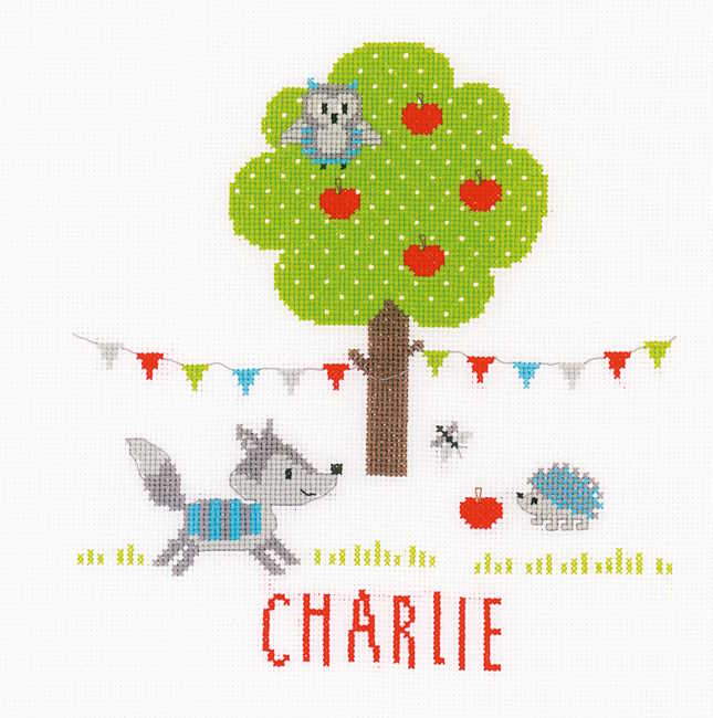 Forest Animals Birth Sampler Cross Stitch Kit By Vervaco