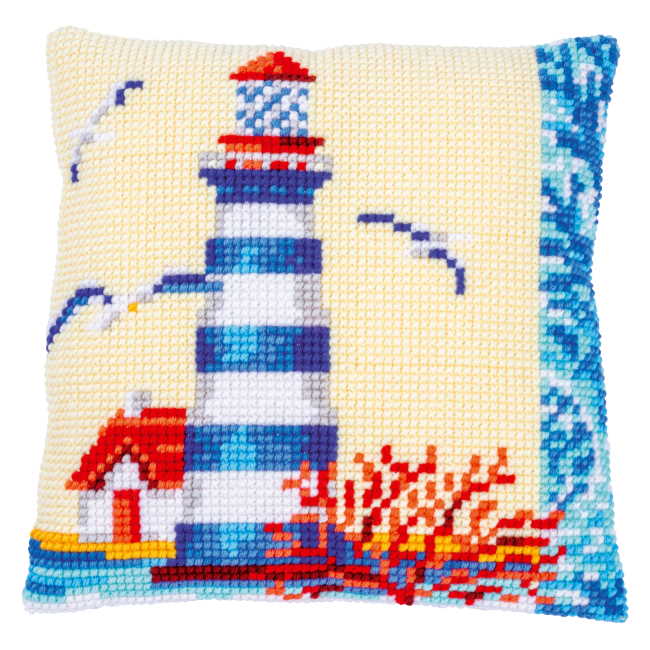 Lighthouse Printed Cross Stitch Cushion Kit by Vervaco