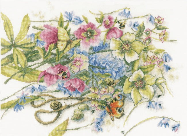 Meeting Around Hellebores Cross Stitch Kit By Lanarte