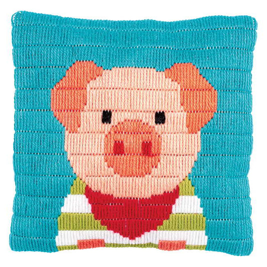 Little Pig Long Stitch Cushion Kit By Vervaco