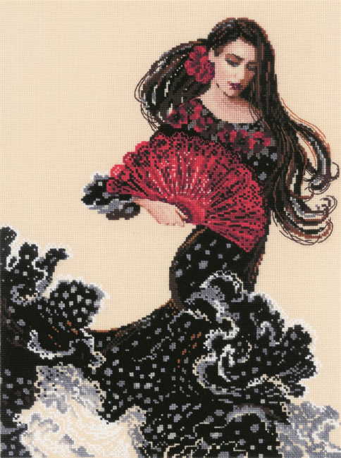 Dancer with Fan Cross Stitch Kit By RIOLIS