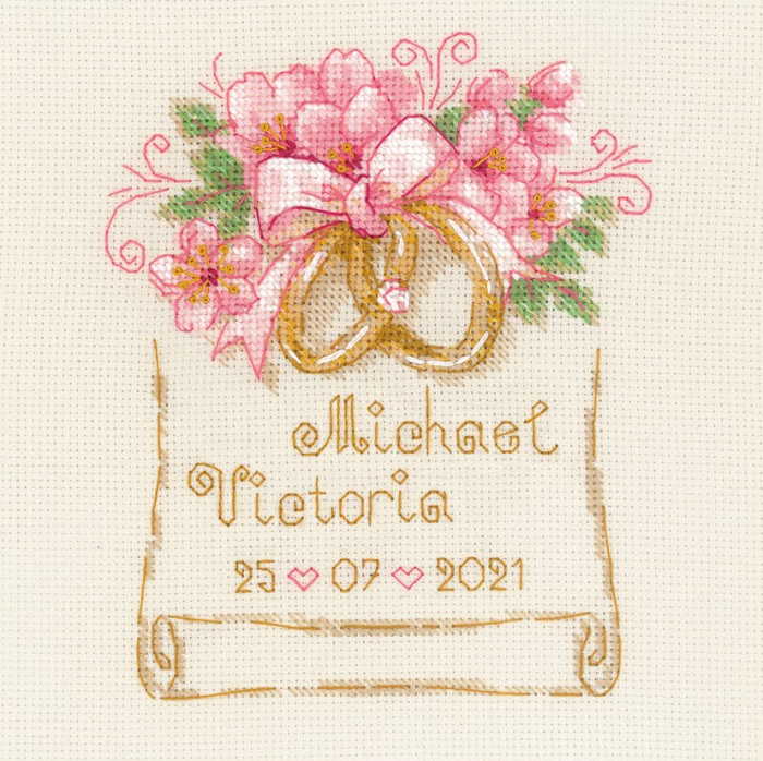 Wedding Rings Wedding Sampler Cross Stitch Kit By RIOLIS