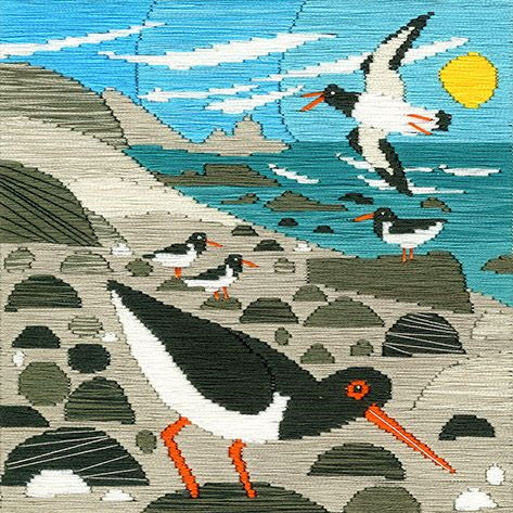 Oyster Catchers Long Stitch Kit by Bothy Threads