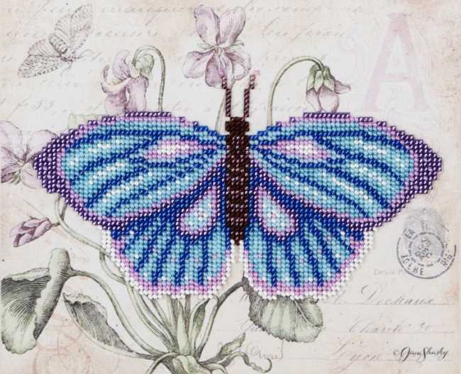 Cross Stitch Bead Embroidery Patterns Blue Butterfly Bead