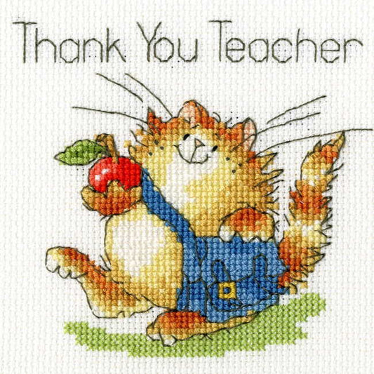 An Apple for Teacher Cross Stitch Card Kit By Bothy Threads
