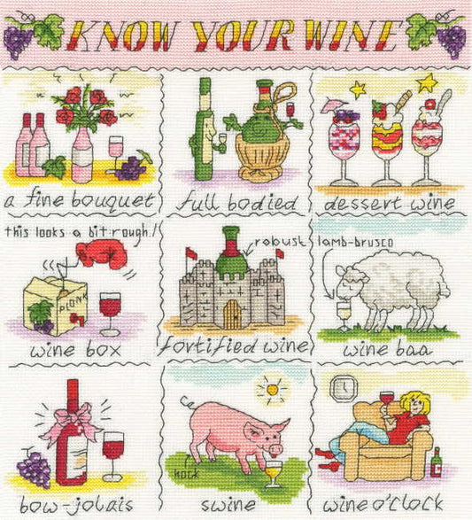 Know Your Wine Cross Stitch Kit By Bothy Threads