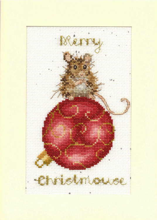 Merry Christmouse Cross Stitch Christmas Card Kit by Bothy Threads