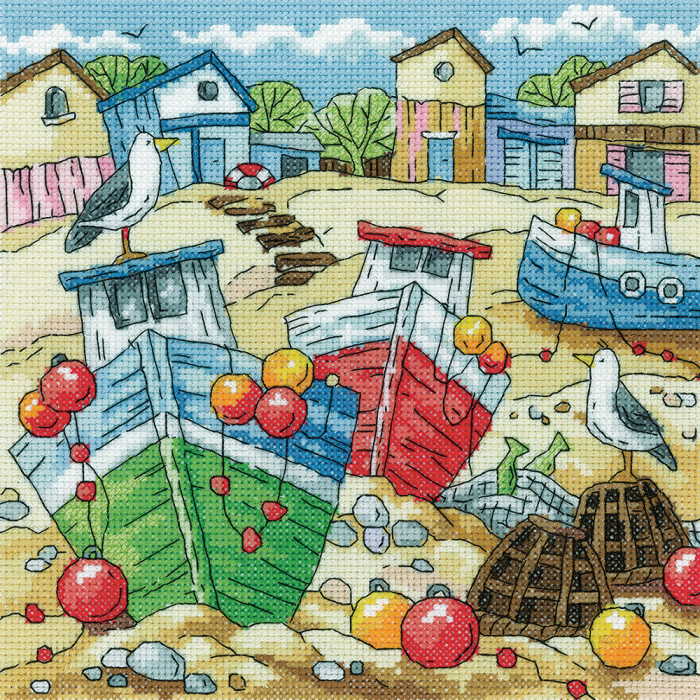 Beach Boats Cross Stitch Kit by Heritage Crafts