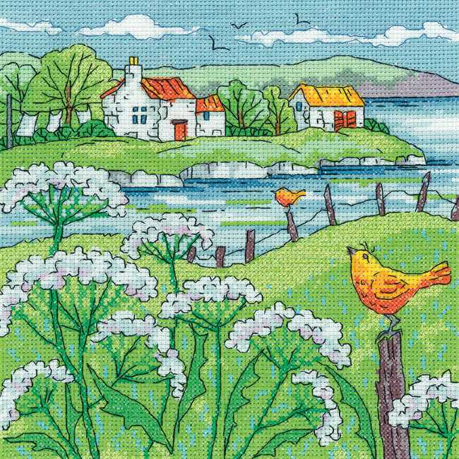 Cow Parsley Shore Cross Stitch Kit by Heritage Crafts
